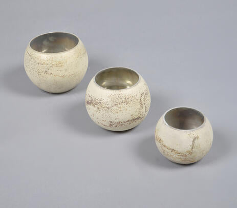 Earthy Textured Handcrafted Glass Votive - Set of 3