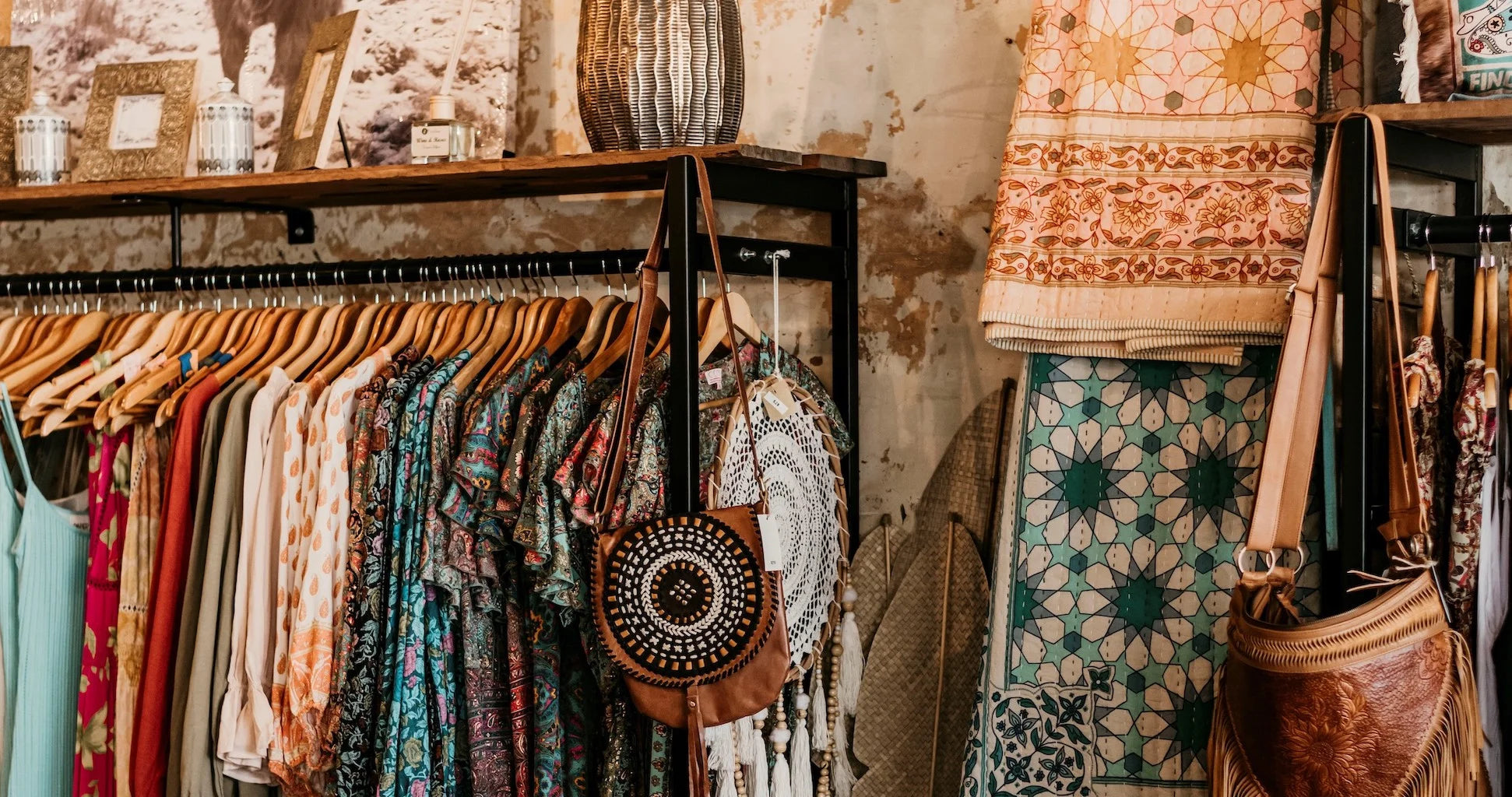 Clothing rack and leather bag