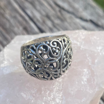 Sterling Silver Rounded Filagree Ring