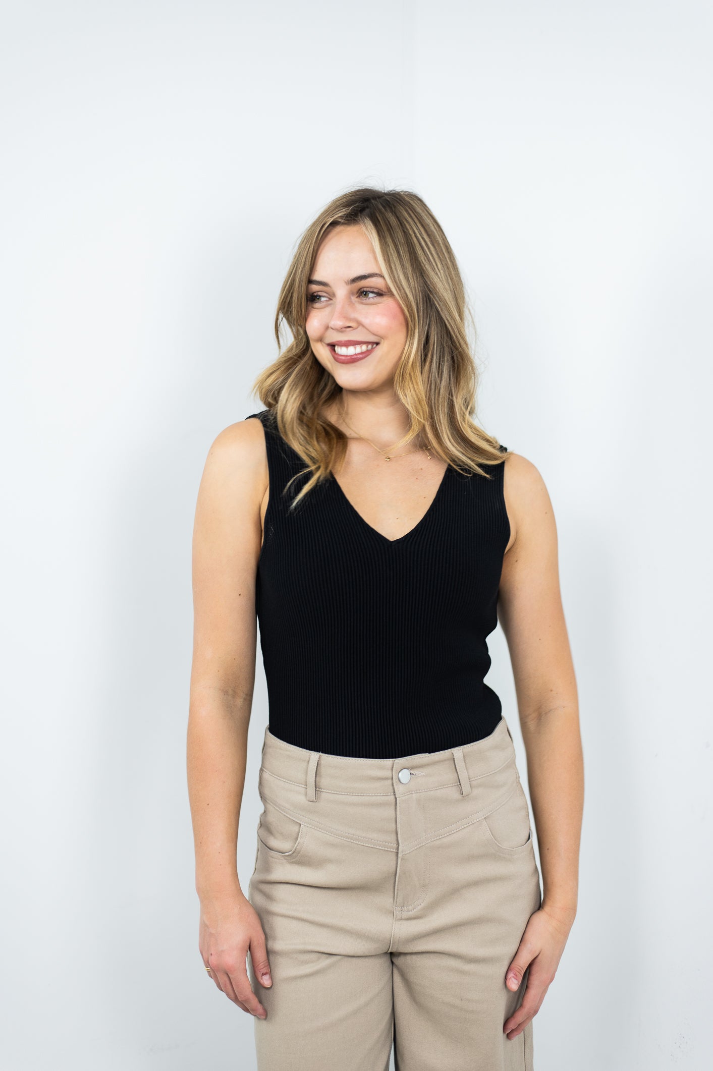 Rib singlet - Black