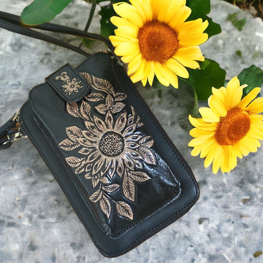 PREORDER Sunflower Phone Wallet  - Antique Black