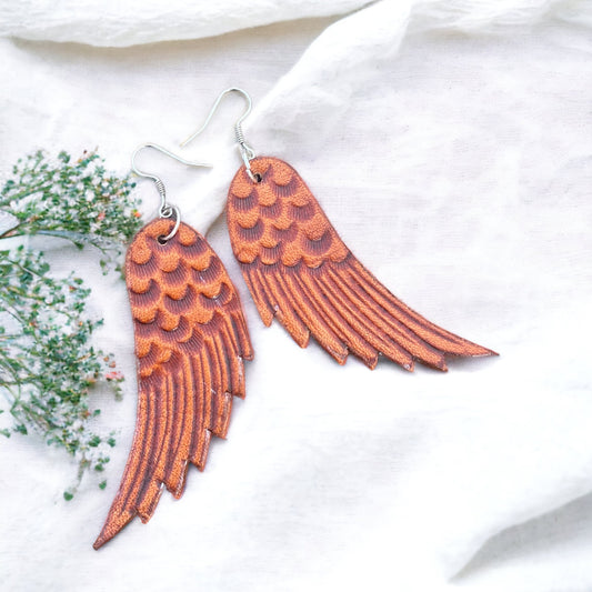 Angel Wings Leather Earrings