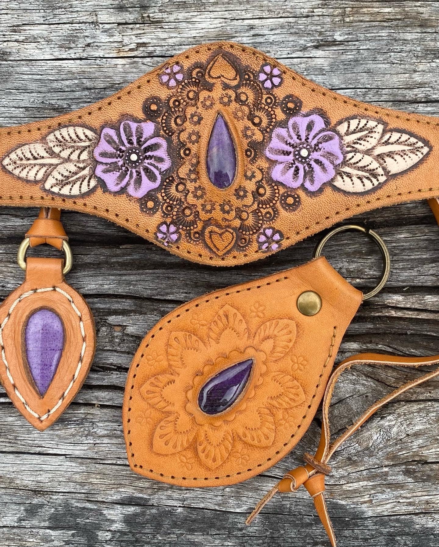 Gemstone Leather Cuffs
