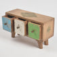 Hand cut distressed wood mini chest of 3 drawers