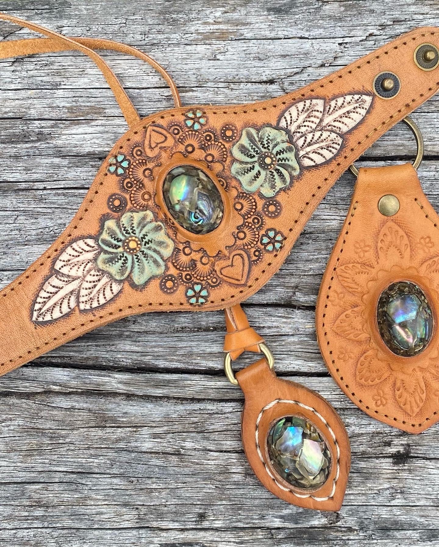 Gemstone Leather Cuffs