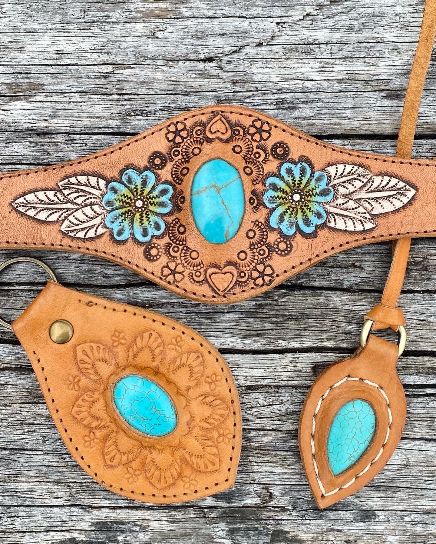 Gemstone Leather Cuffs