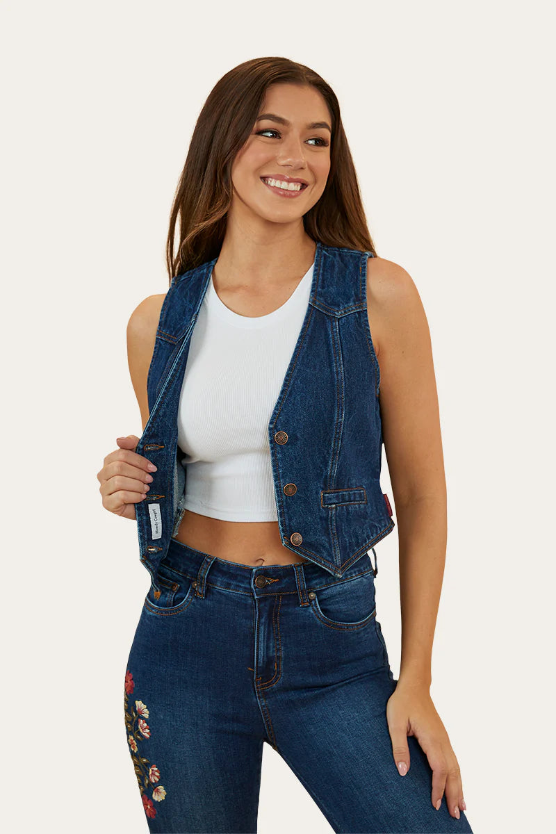 SUTTON WOMENS DEMIM VEST - CLASSIC BLUE