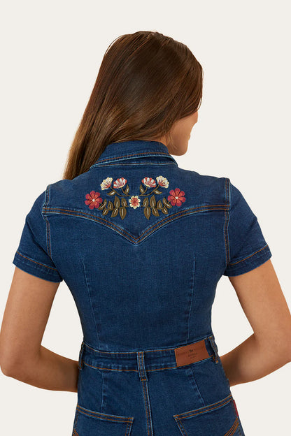 JUNIPER WOMENS BOOTLEG JUMPSUIT - CLASSIC BLUE