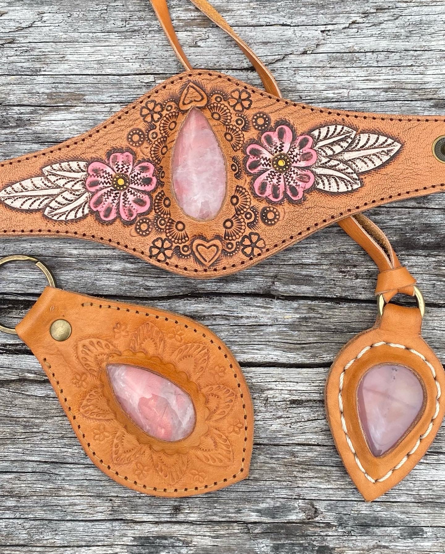 Gemstone Leather Cuffs