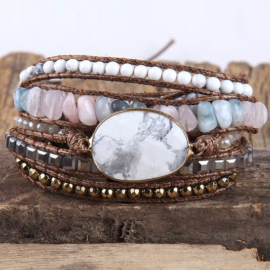 Natural Stone Wrap Bracelet - Howlite