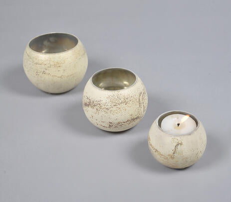 Earthy Textured Handcrafted Glass Votive - Set of 3