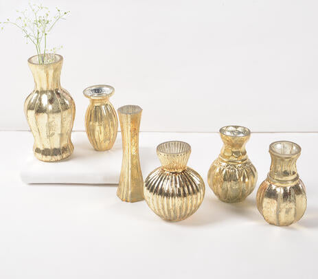 Assorted gold-toned mercury glass vases