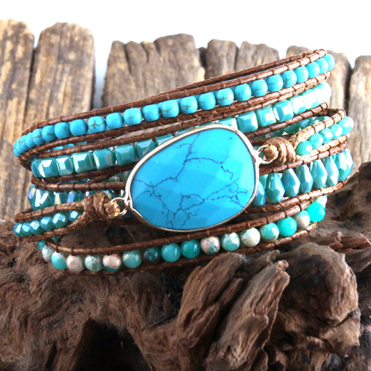 Natural Stone Wrap Bracelet - Howlite