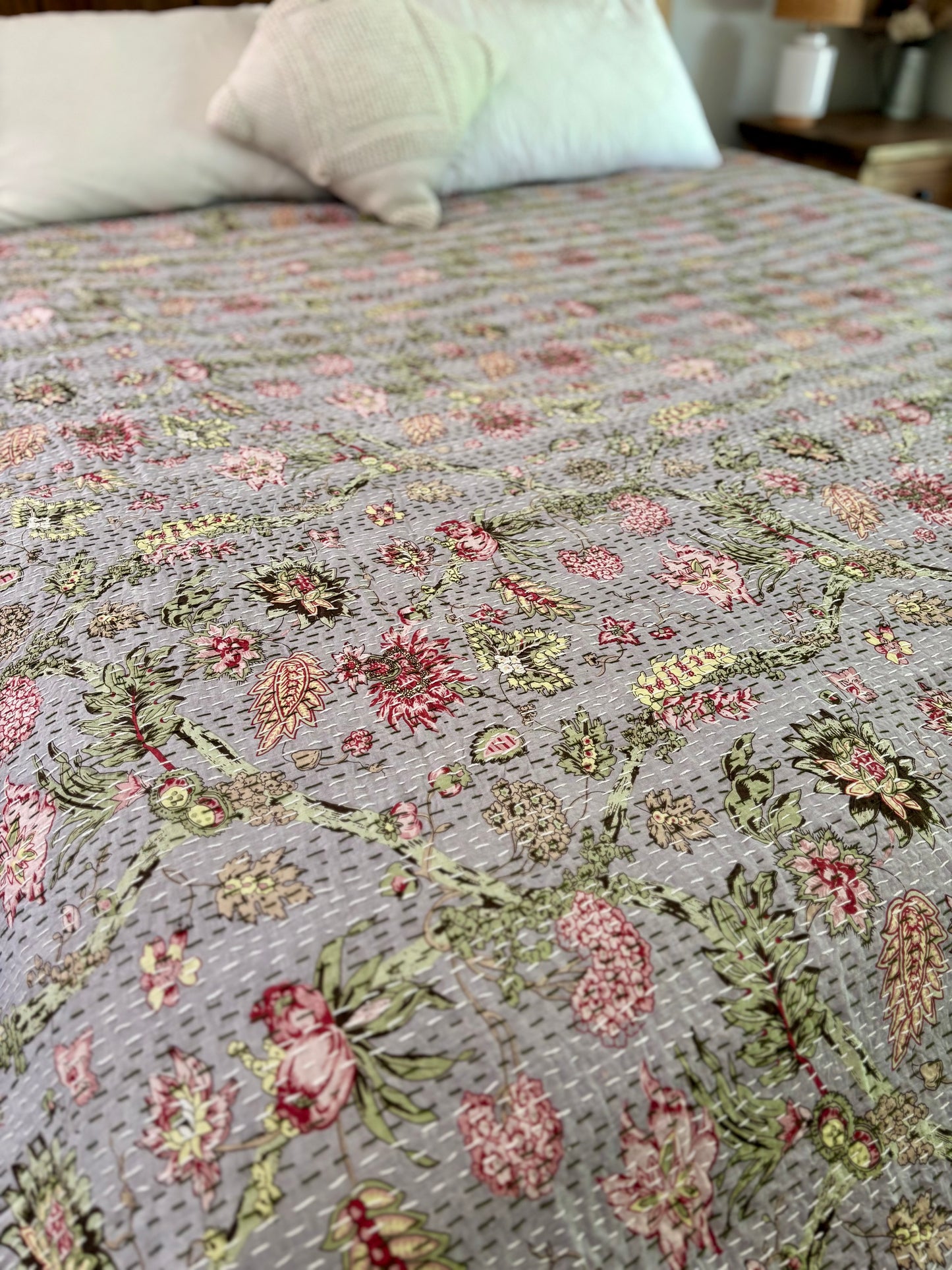Kalista - Indian Kantha Quilt Bedspread Coverlet