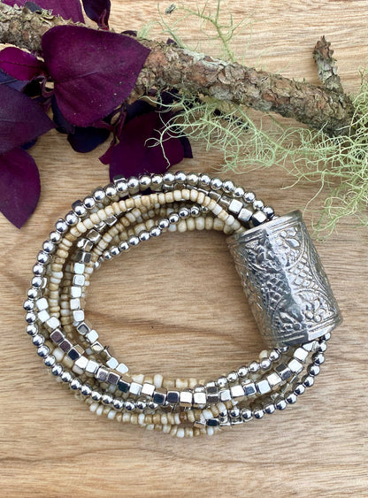 Layered Bracelet - White and silver