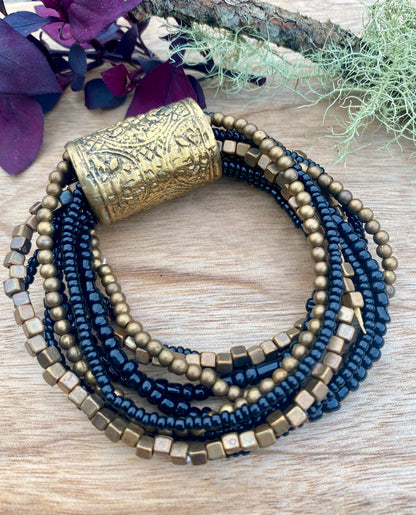 Layered Bracelet - Black and gold