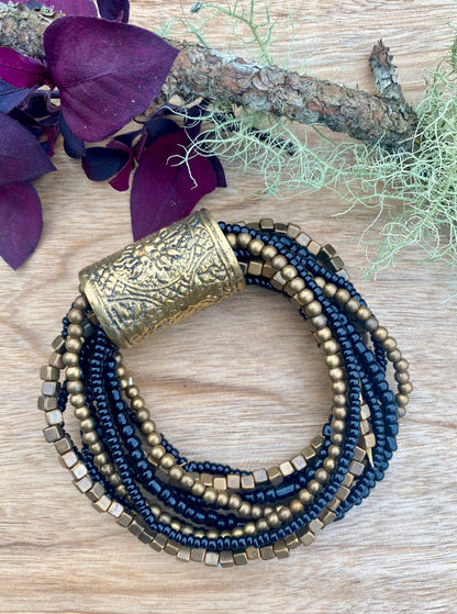 Layered Bracelet - Black and gold