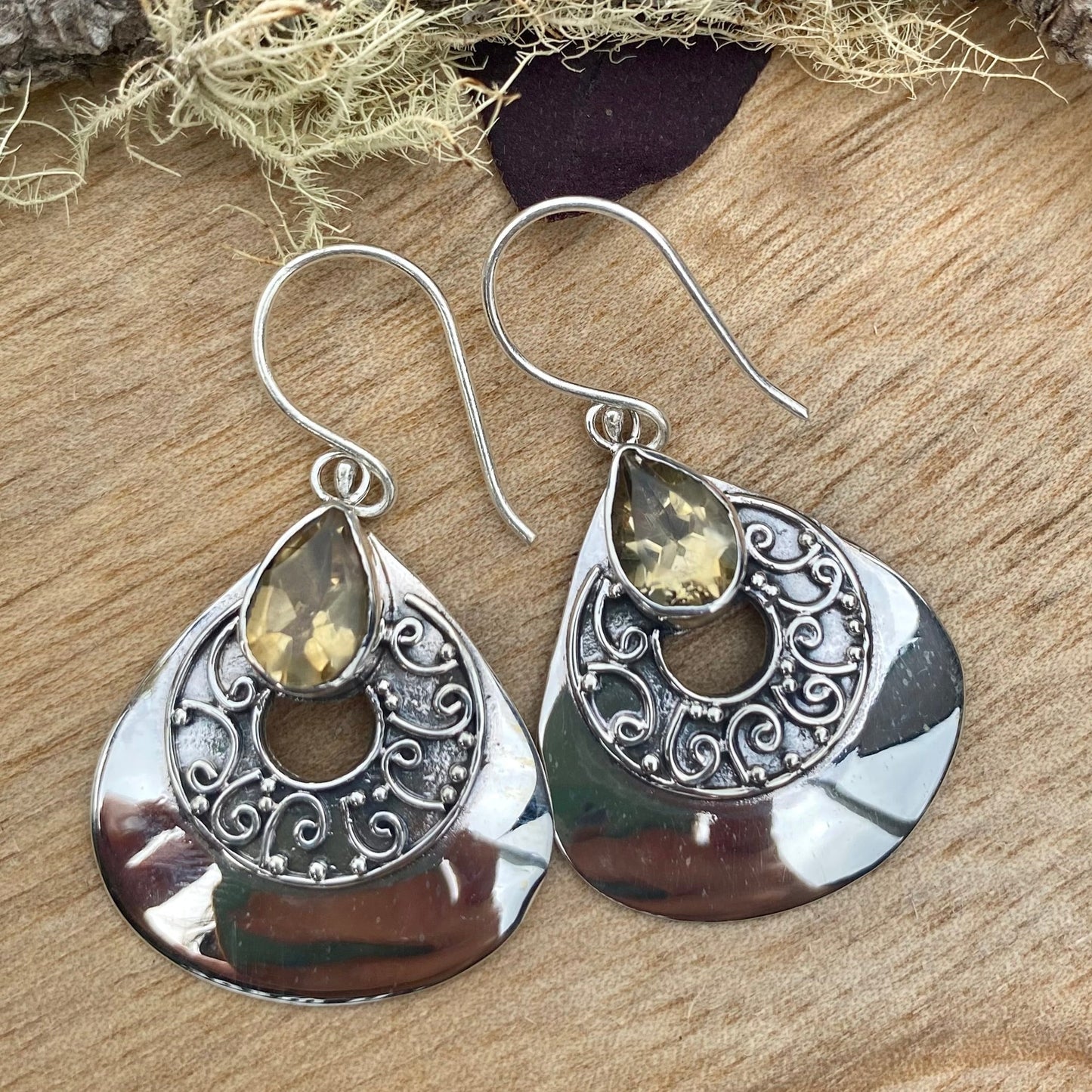 Teardrop Dangle Earrings - Citrine