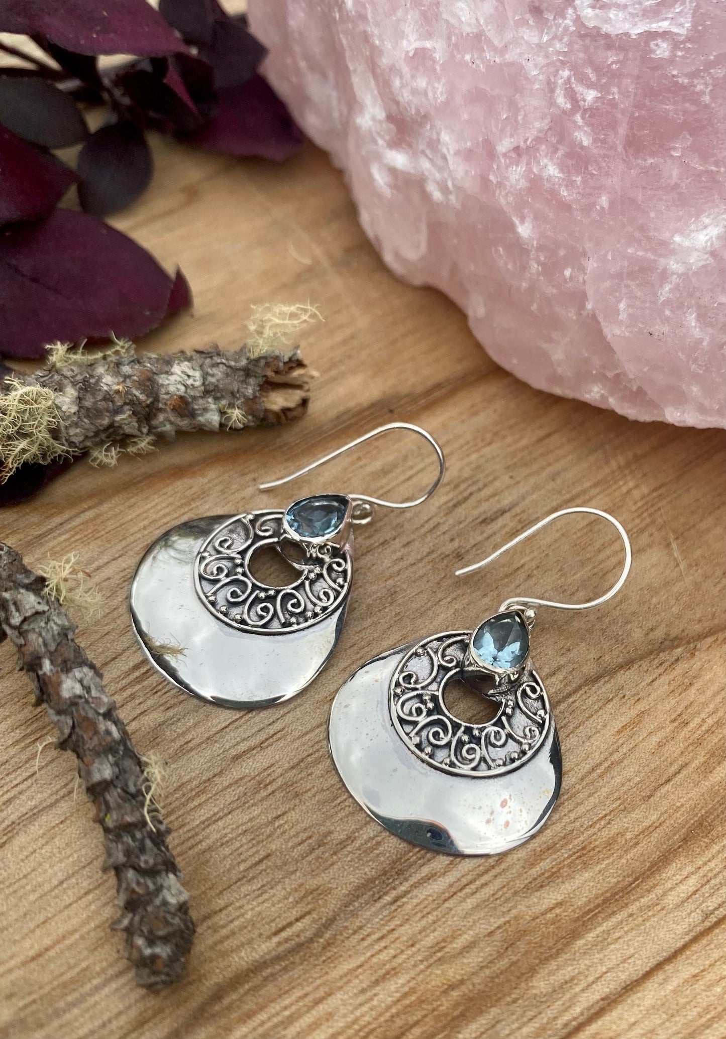 Teardrop Dangle Earrings - Blue Topaz