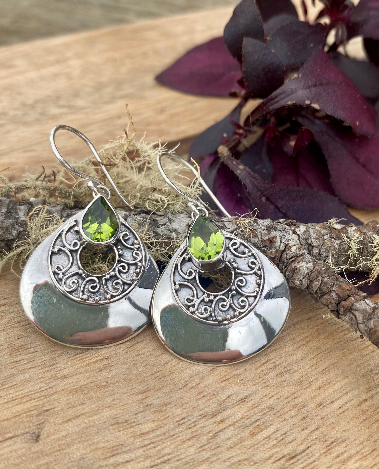 Teardrop Dangle Earrings - Peridot