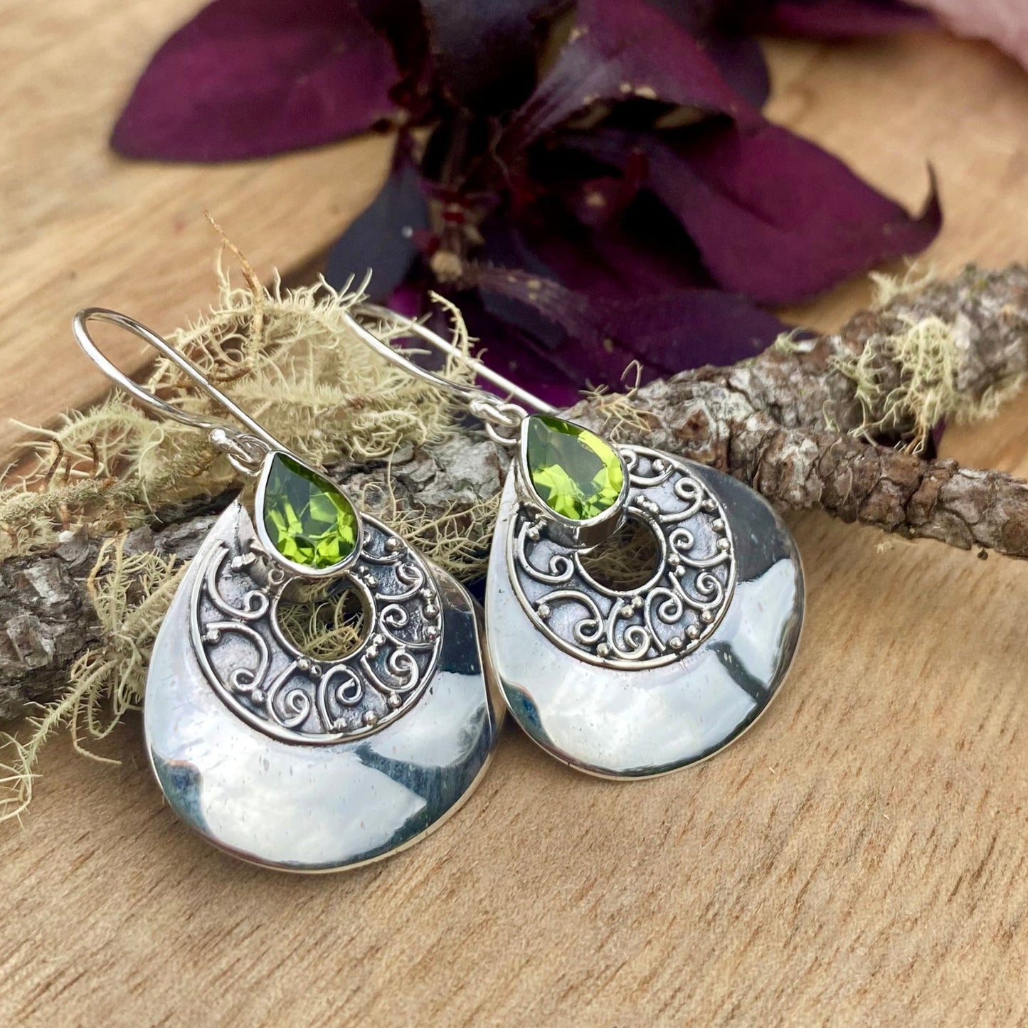 Teardrop Dangle Earrings - Peridot