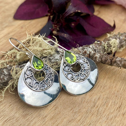 Teardrop Dangle Earrings - Peridot