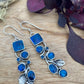 Blue Shell Leaf Dangle Earrings