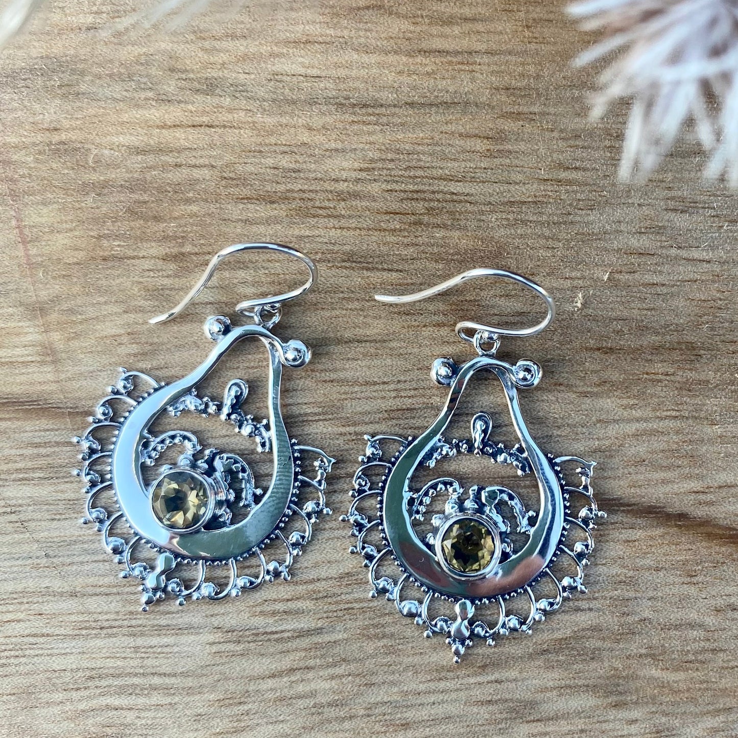 Paisley Dangle Earrings - Citrine