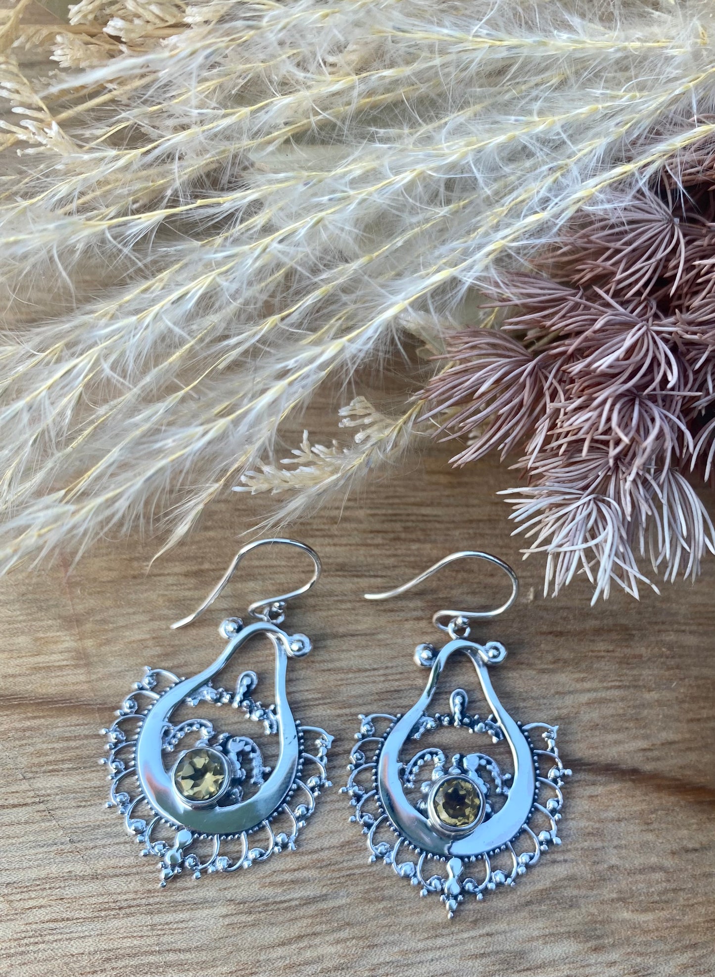 Paisley Dangle Earrings - Citrine