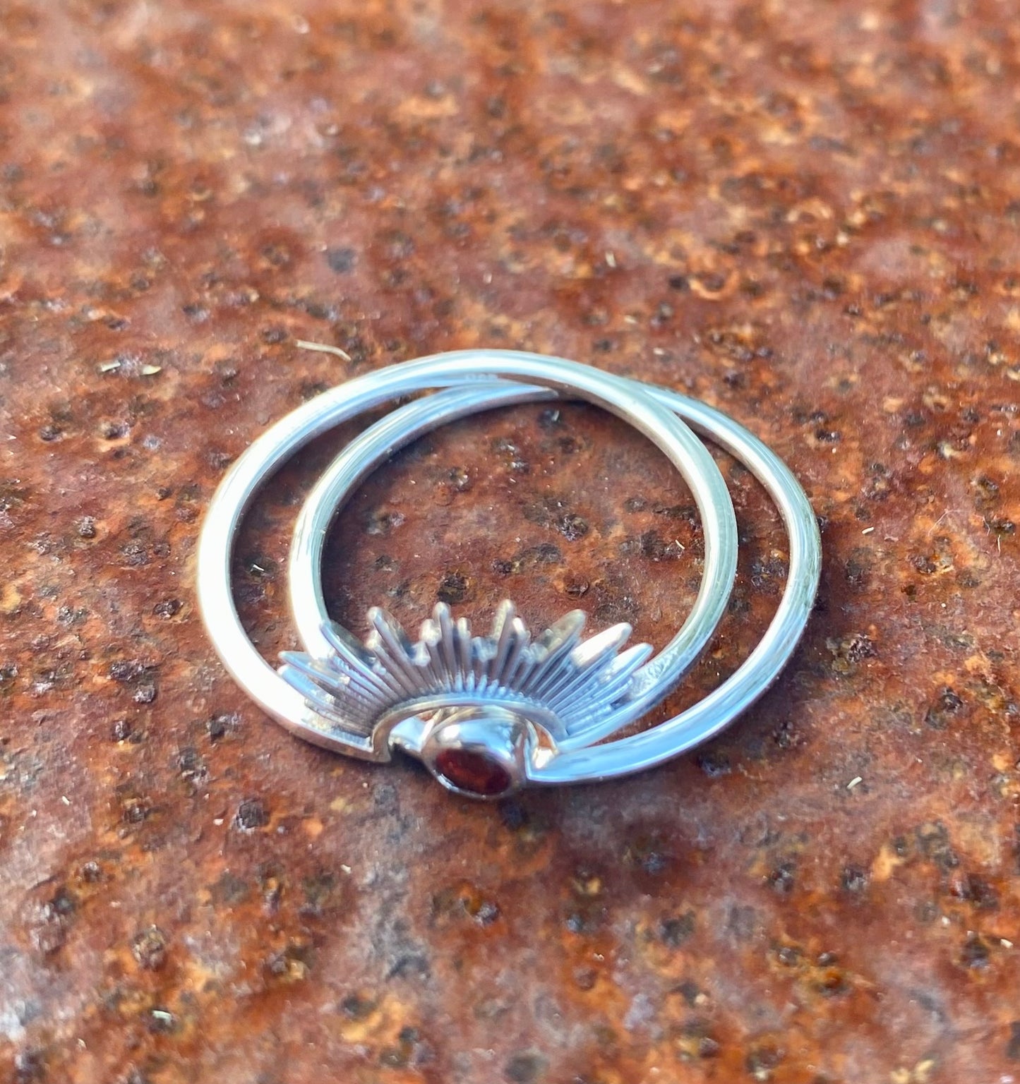 Sunrise Sterling Silver Ring - Red Garnet