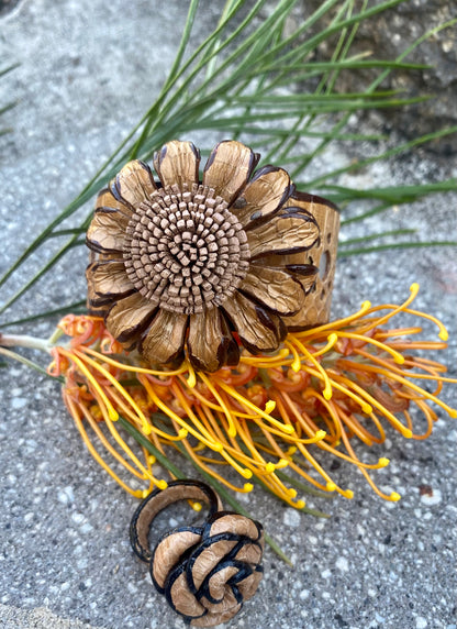 Snakeskin Flower Cuff - Light Tan