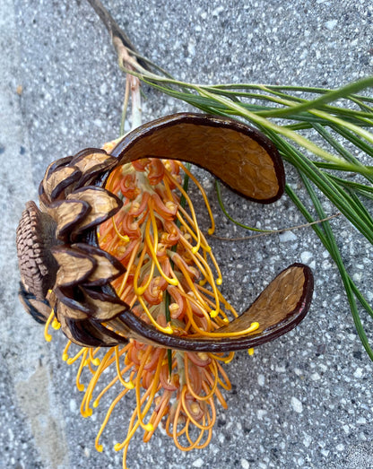 Snakeskin Flower Cuff - Light Tan