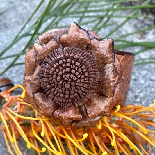 Snakeskin Flower Cuff - Dark Tan