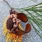 Snakeskin Flower Cuff - Dark Tan