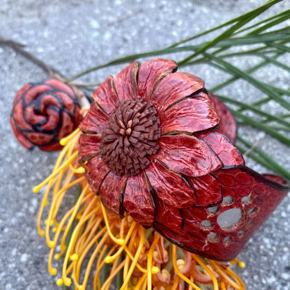 Snakeskin Flower Cuff - Red