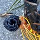 Snakeskin Flower Ring - Black