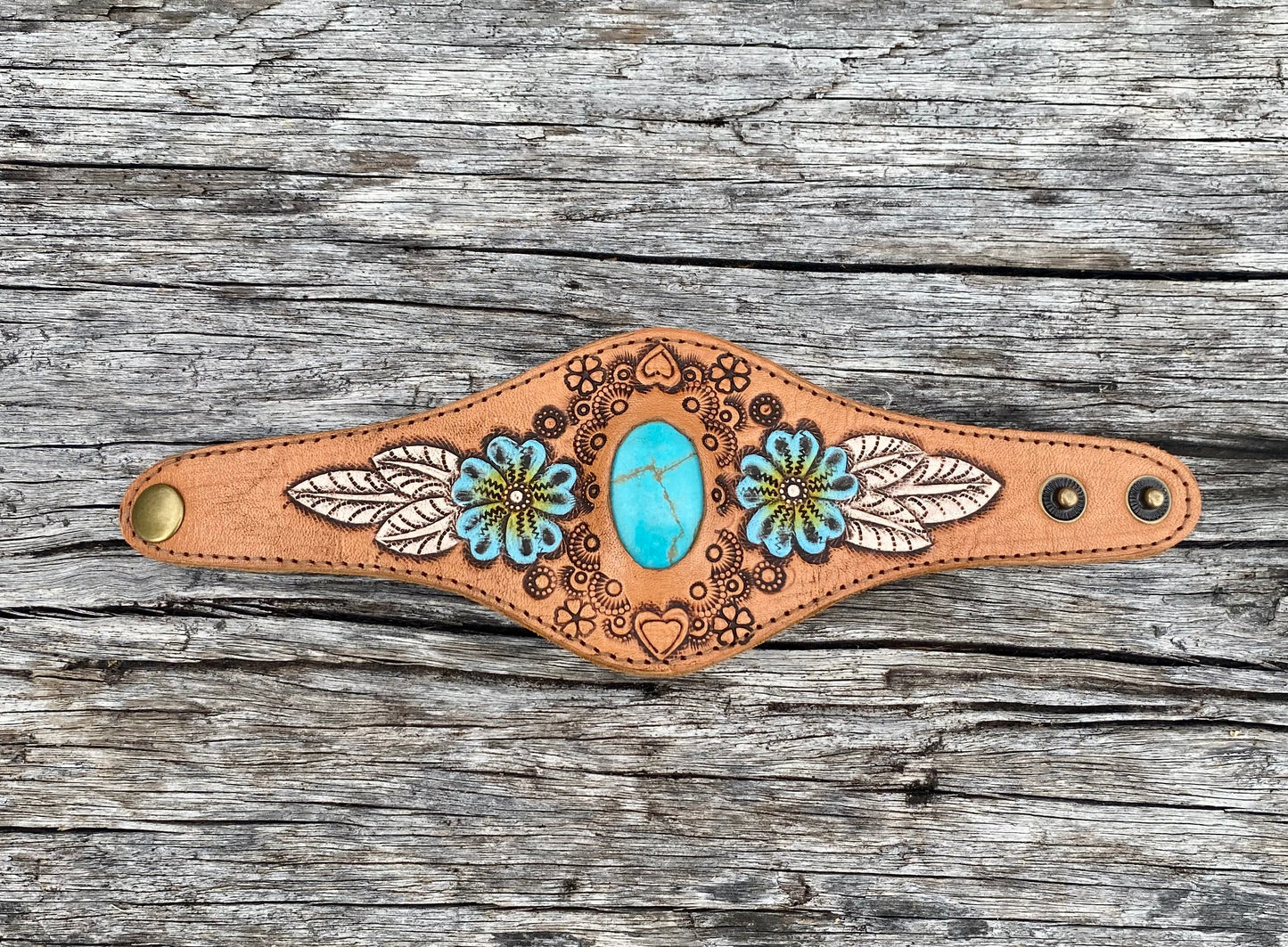 Gemstone Leather Cuffs