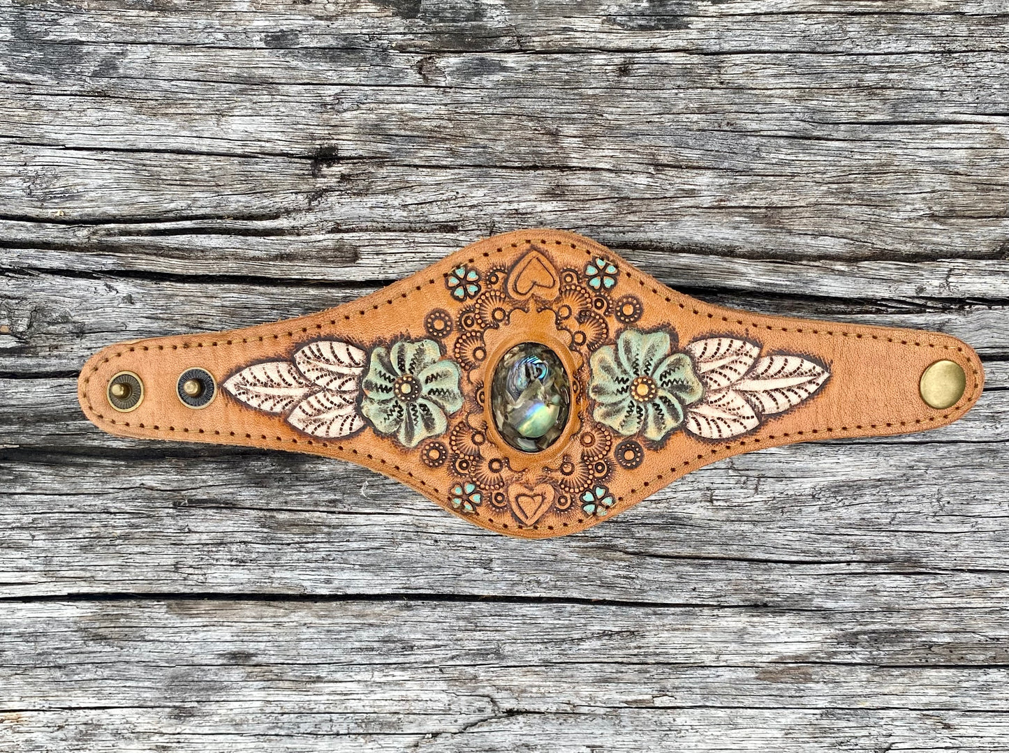 Gemstone Leather Cuffs