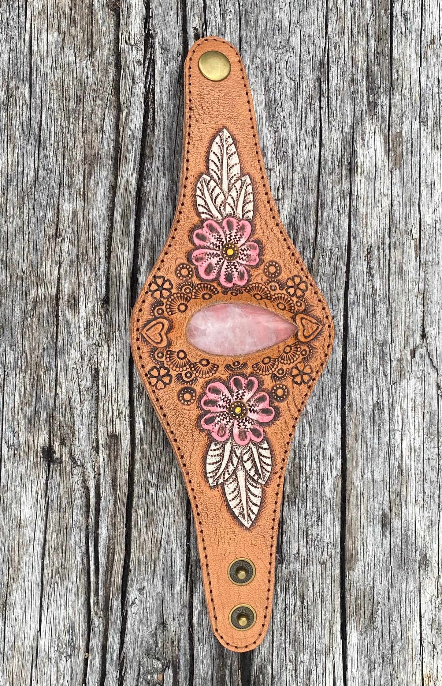 Gemstone Leather Cuffs