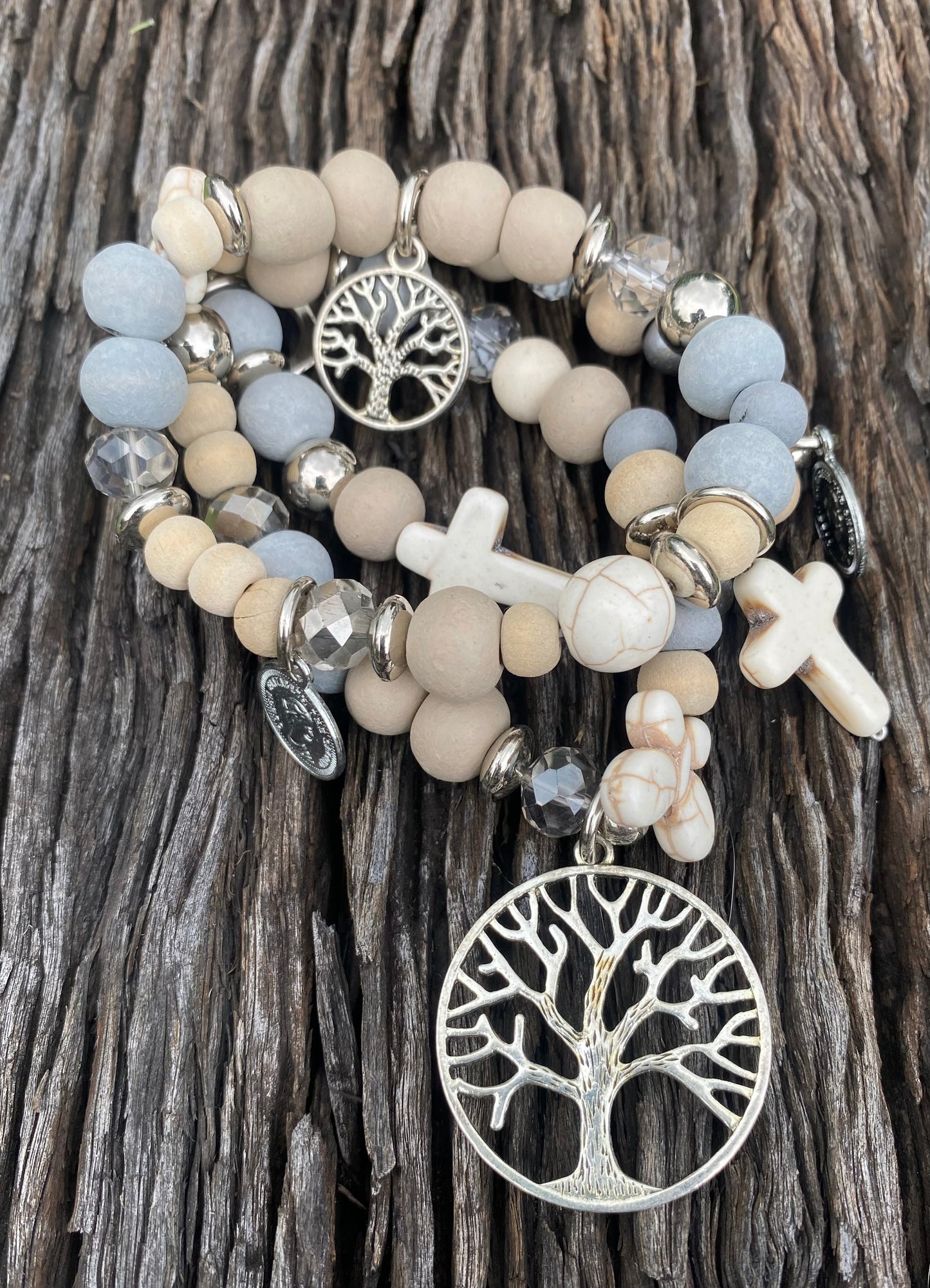Chunky Tree of Life Charm Bracelets - Grey