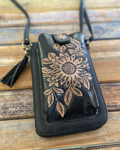 Sunflower Phone Wallet  - Antique Black