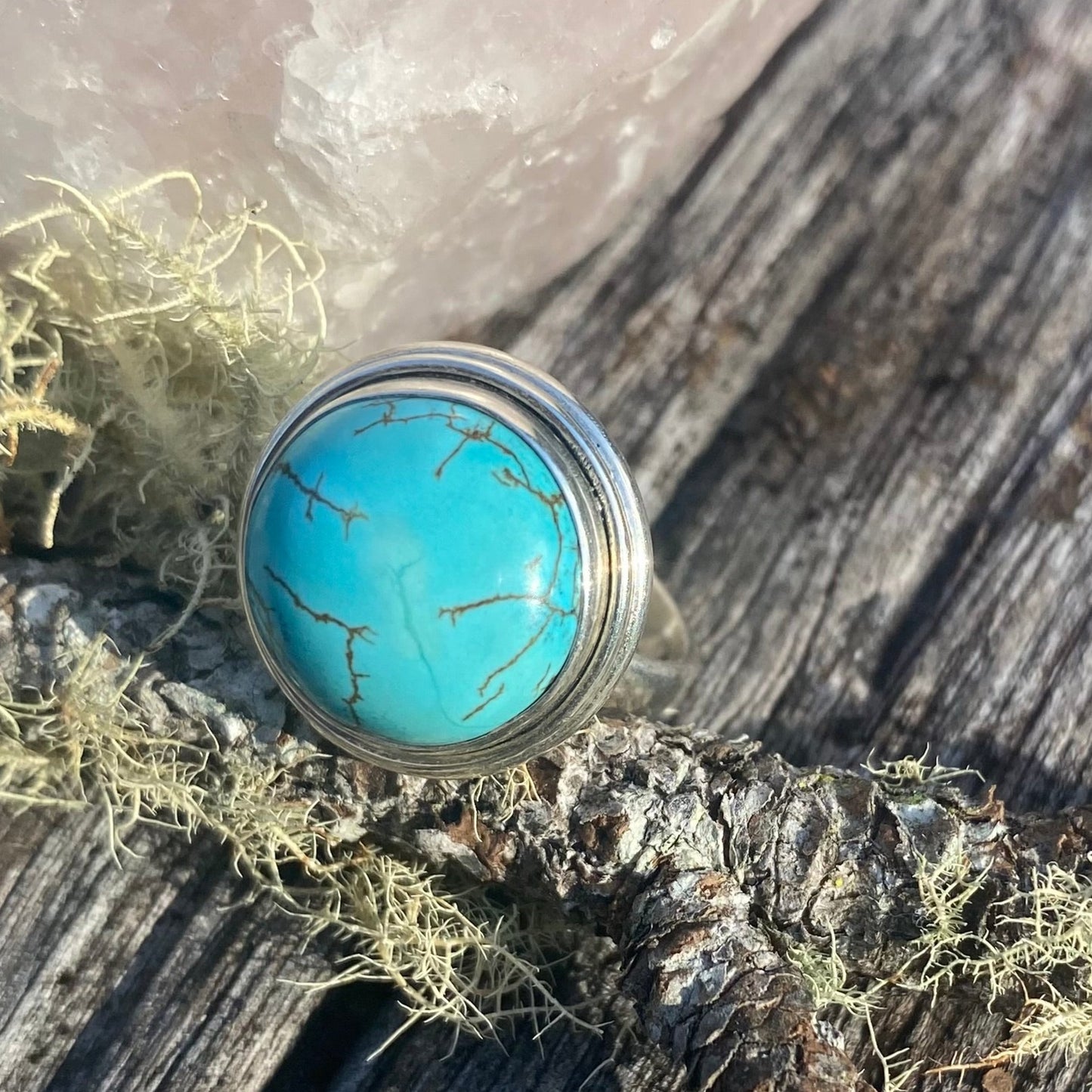 Sterling Silver Round Turquoise Stone Ring