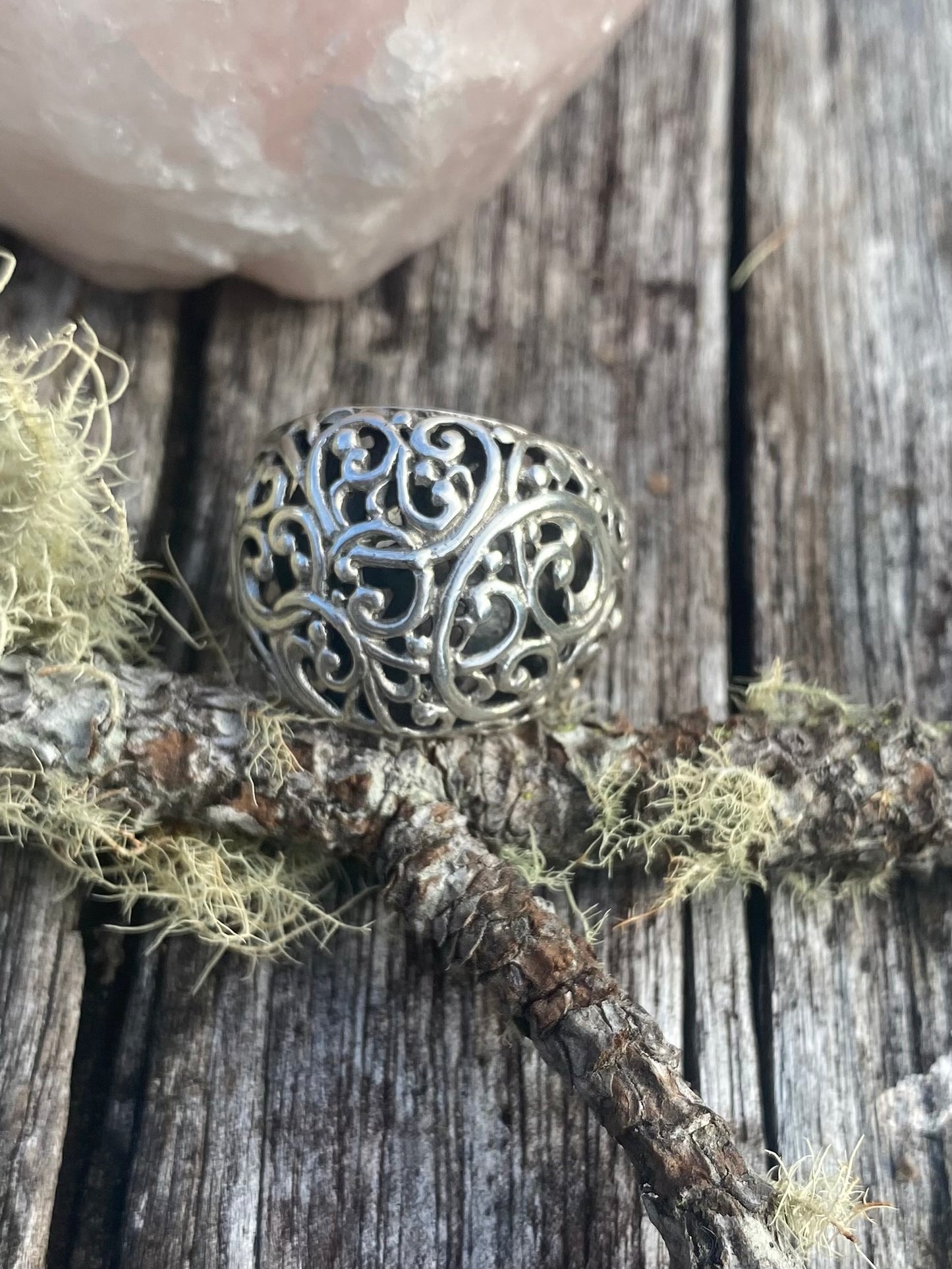 Sterling Silver Rounded Filagree Ring