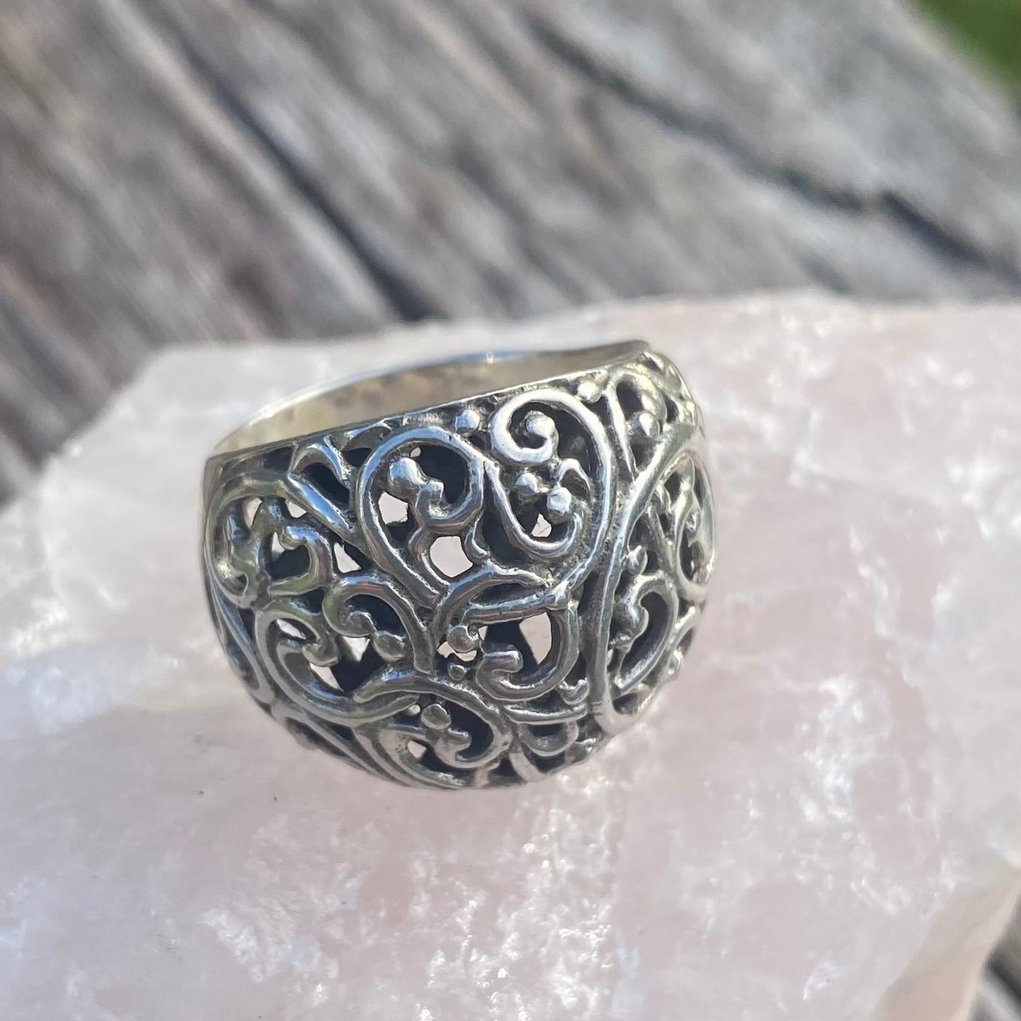 Sterling Silver Rounded Filagree Ring