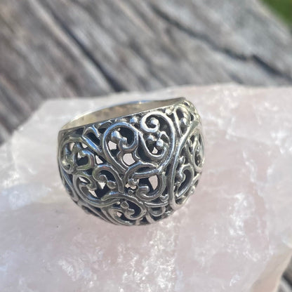 Sterling Silver Rounded Filagree Ring