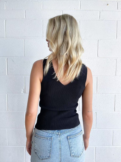 Rib singlet - Black