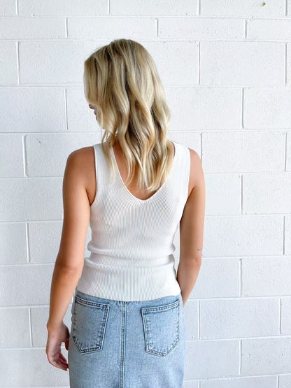 Rib singlet - White