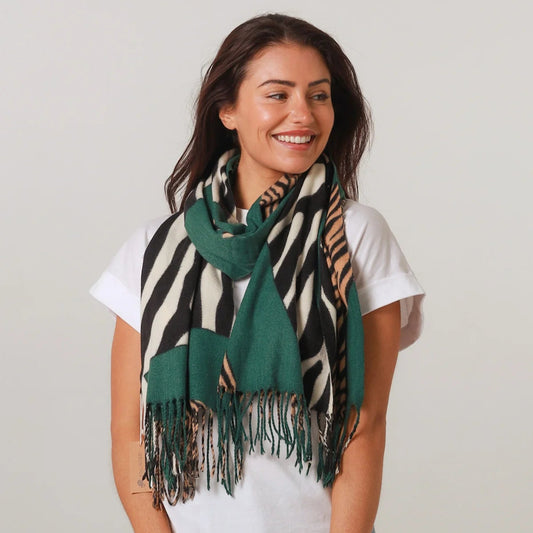 Animal Print Scarf - Green