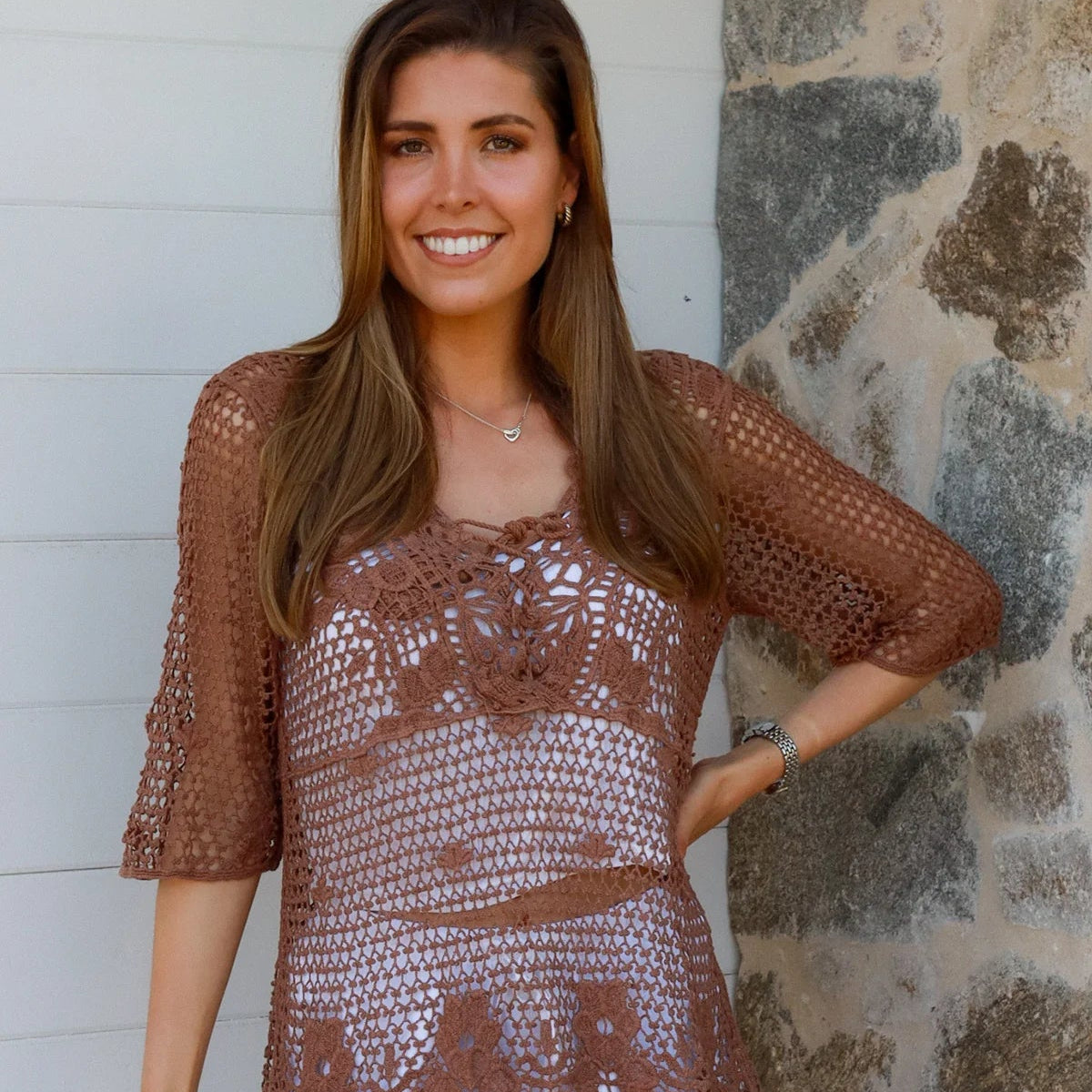 Crochet top - brown