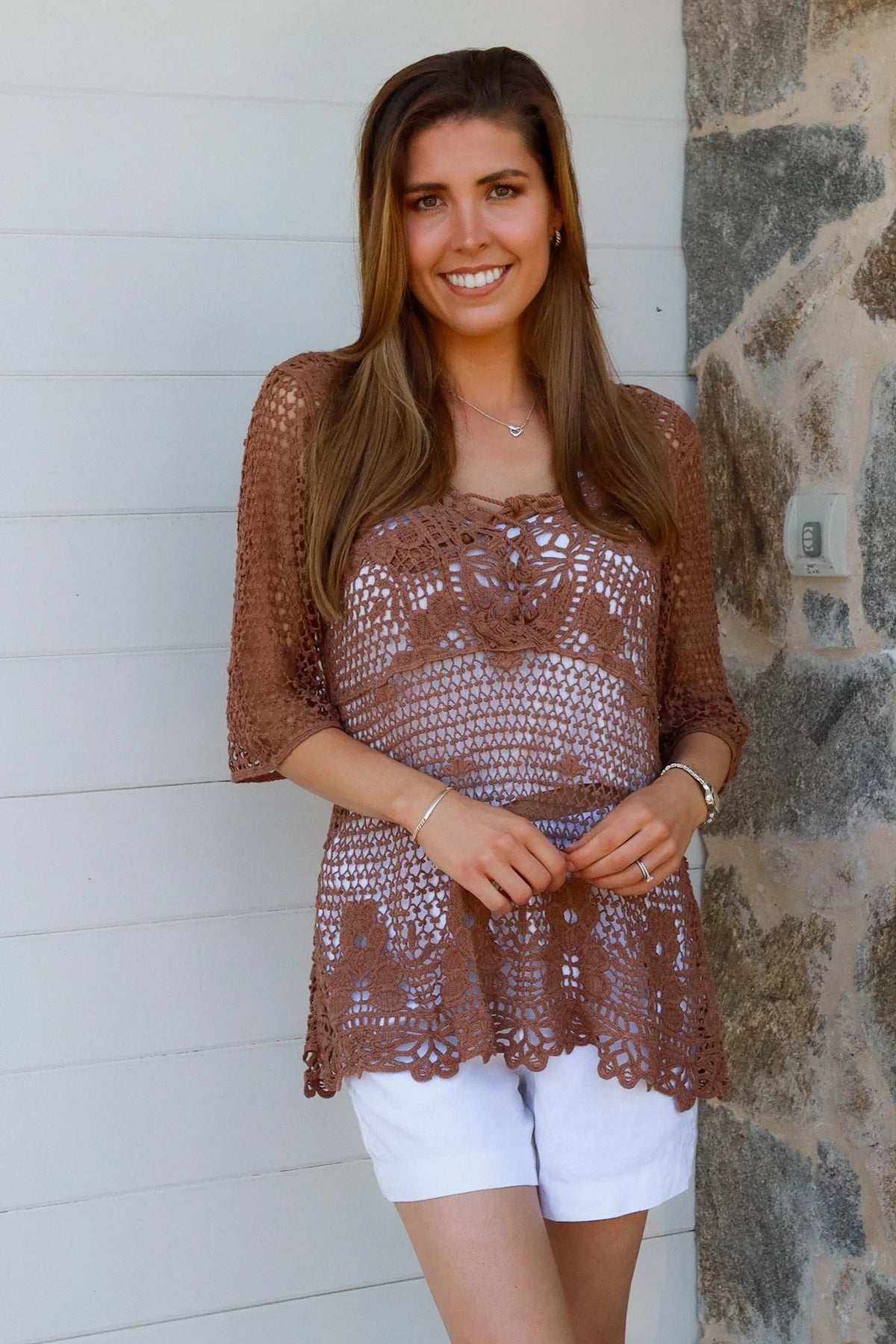 Crochet top - brown